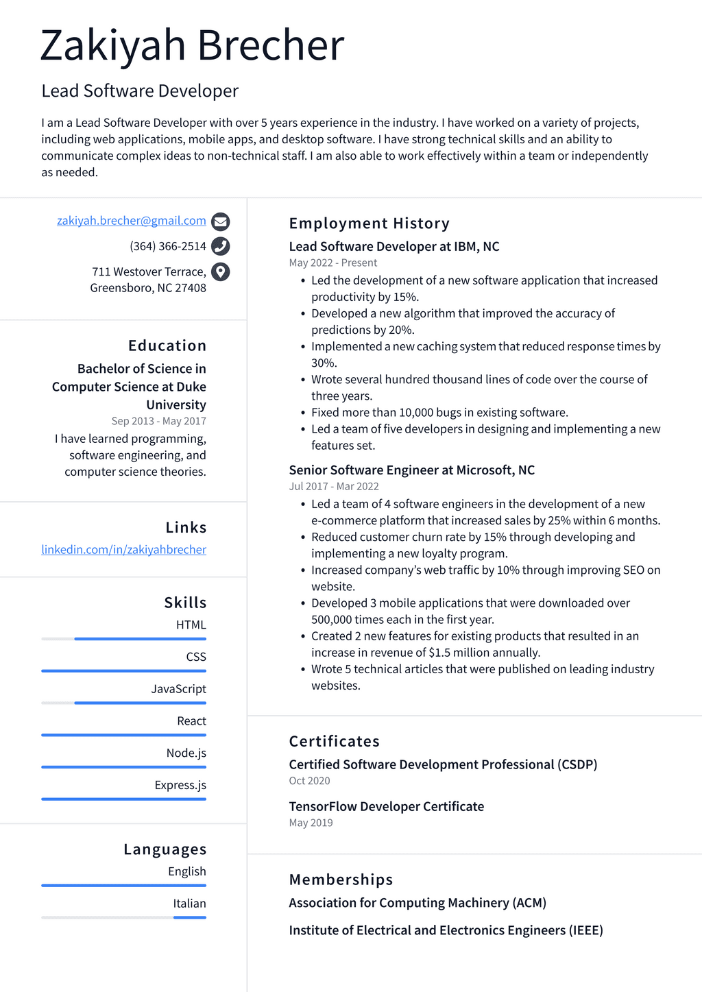 Software Developer Resume Example and Writing Guide - ResumeLawyer
