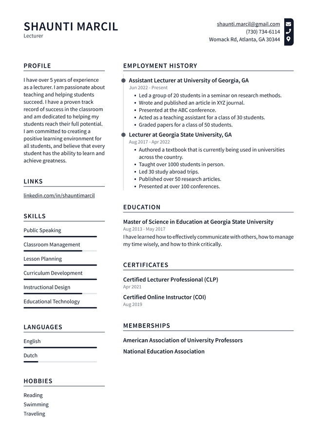 College Professor Resume Example and Writing Guide - ResumeLawyer