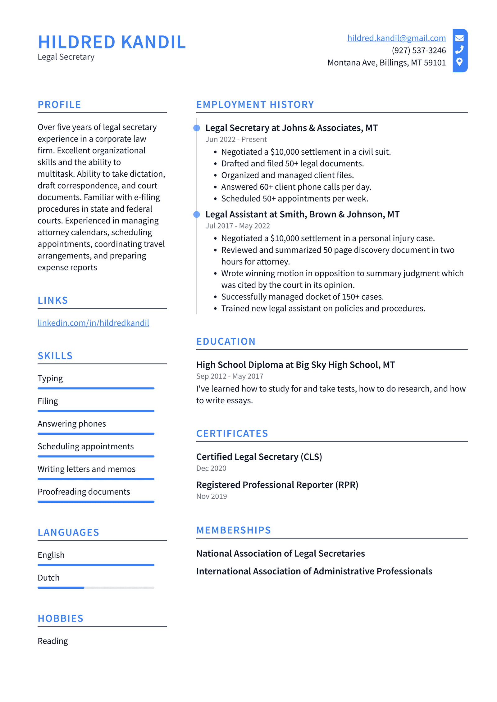 Office Secretary Resume Example - Legal Secretary Resume Example H8wnH 1600w 