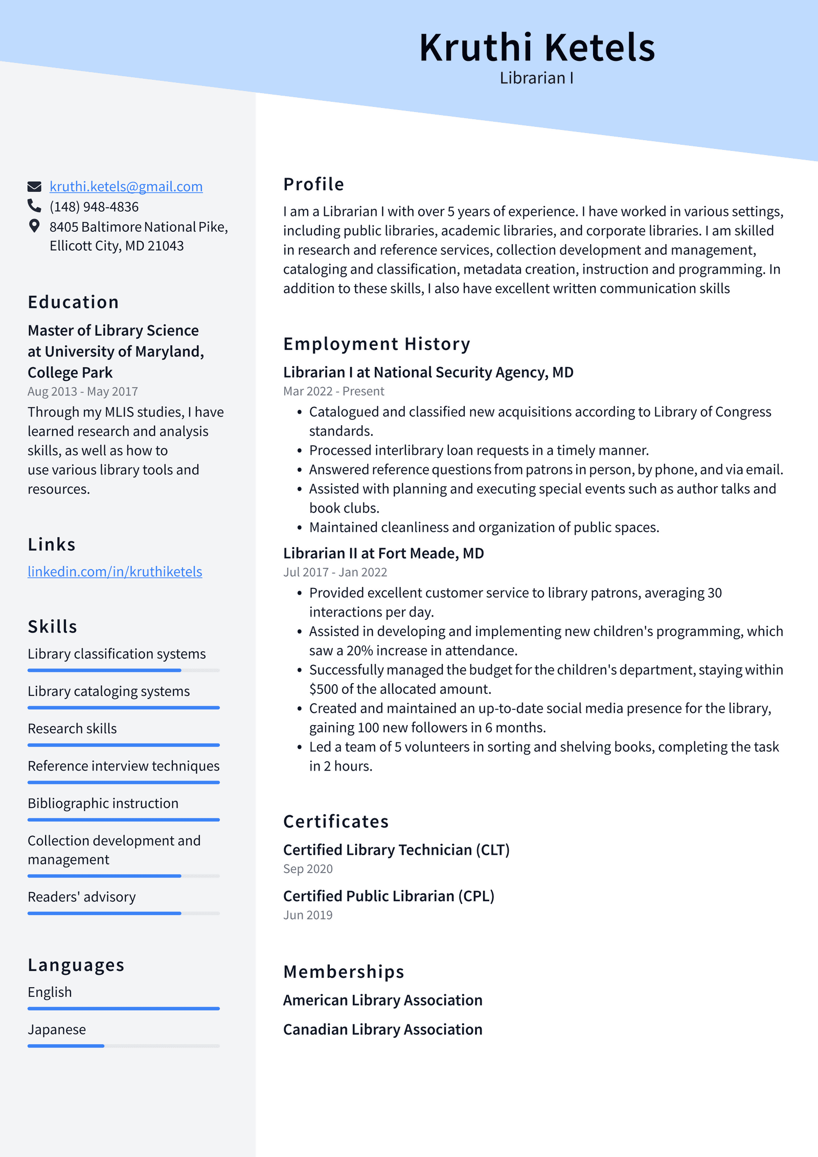 Academic Librarian Resume Example and Writing Guide - ResumeLawyer