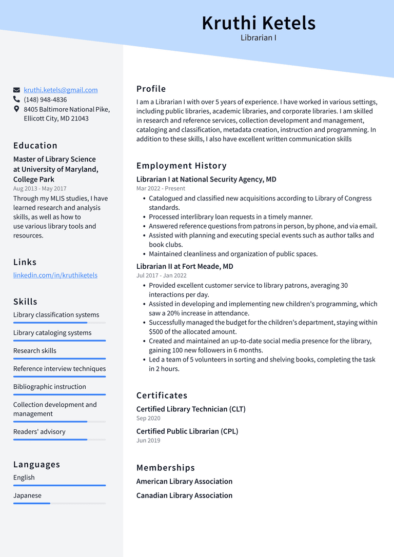 Academic Librarian Resume Example and Writing Guide - ResumeLawyer