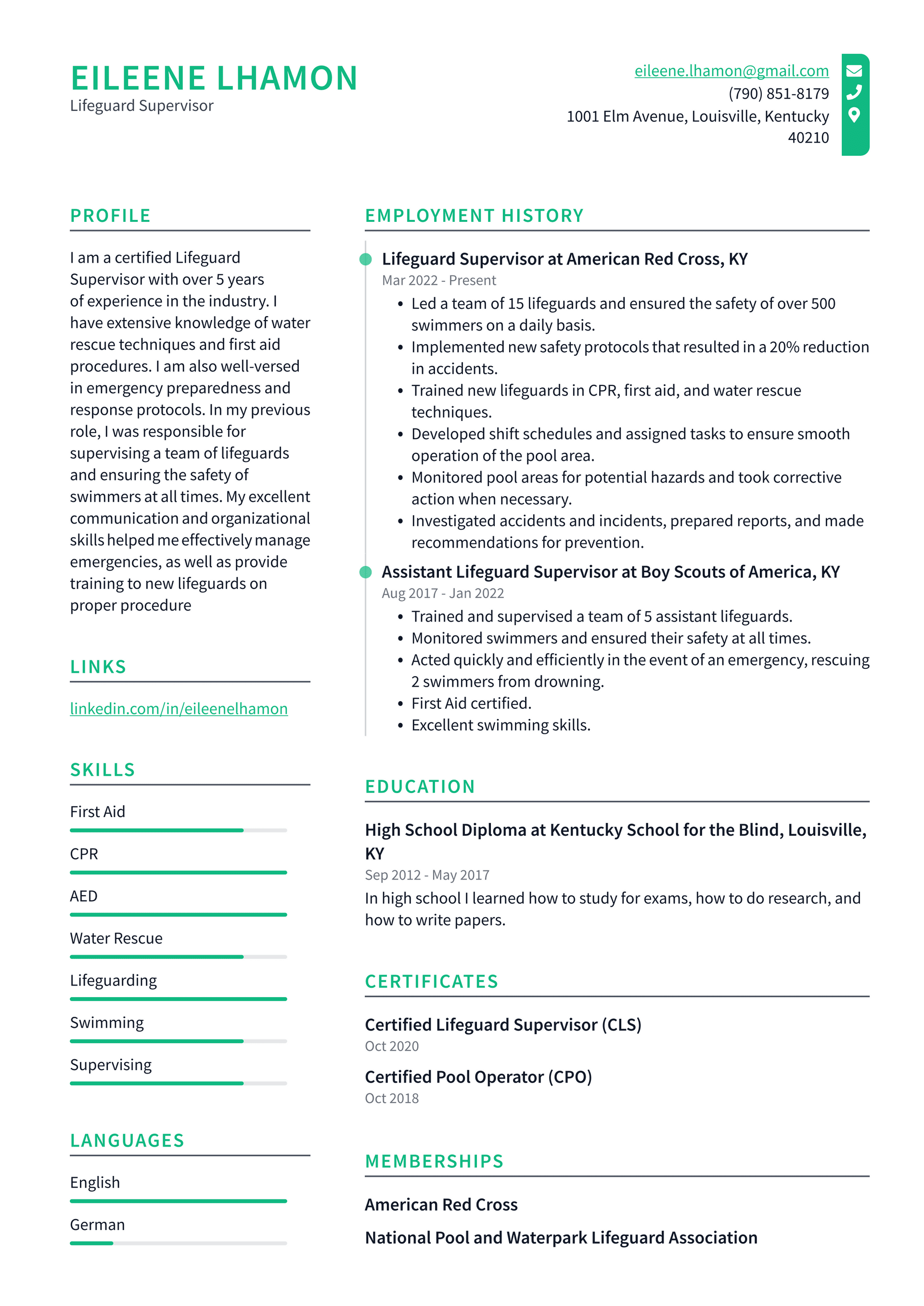 Lifeguard Resume Example and Writing Guide - ResumeLawyer