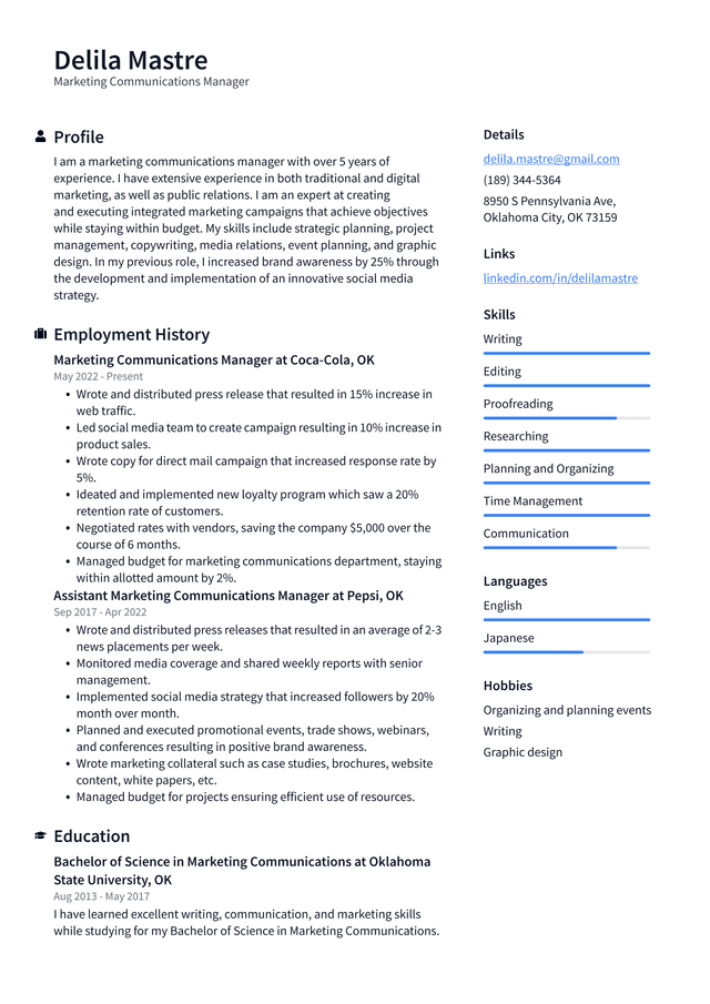 Marketing Consultant Resume Example and Writing Guide - ResumeLawyer