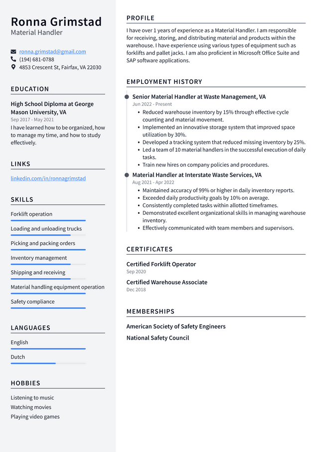 Package Handler Resume Example and Writing Guide - ResumeLawyer