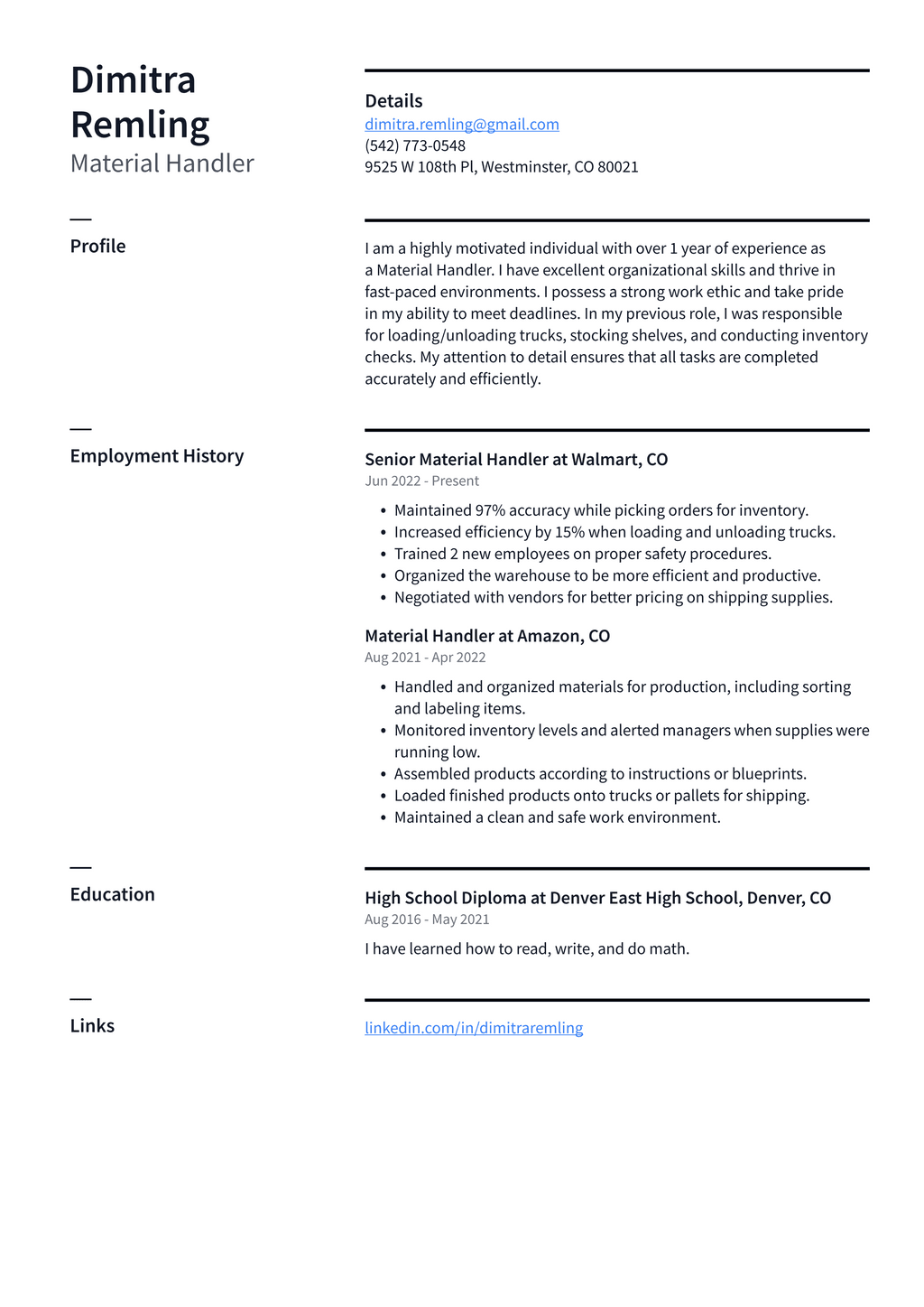 Package Handler Resume Example - Material Handler Resume Example Pt1A7 1024w