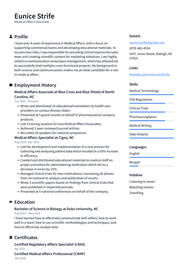 Medical Science Liaison Resume - Medical Affairs Associate Resume Example MFCKD 640w 