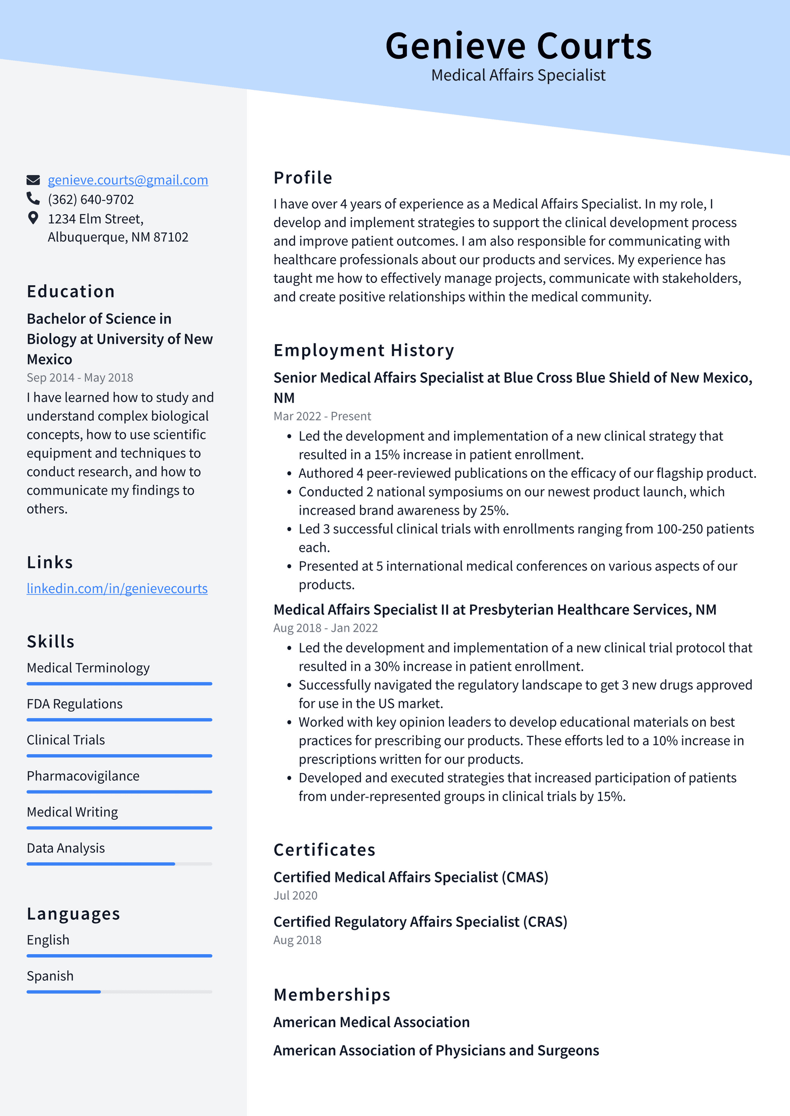 Medical Science Liaison Resume Example and Writing Guide - ResumeLawyer