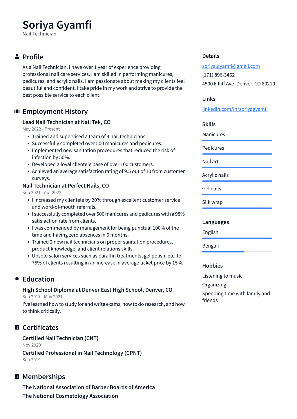 Beautician Resume Example and Writing Guide - ResumeLawyer