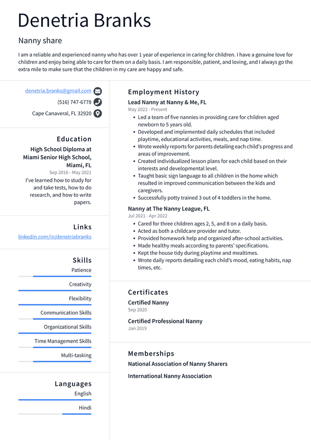 Babysitter Resume Example and Writing Guide - ResumeLawyer