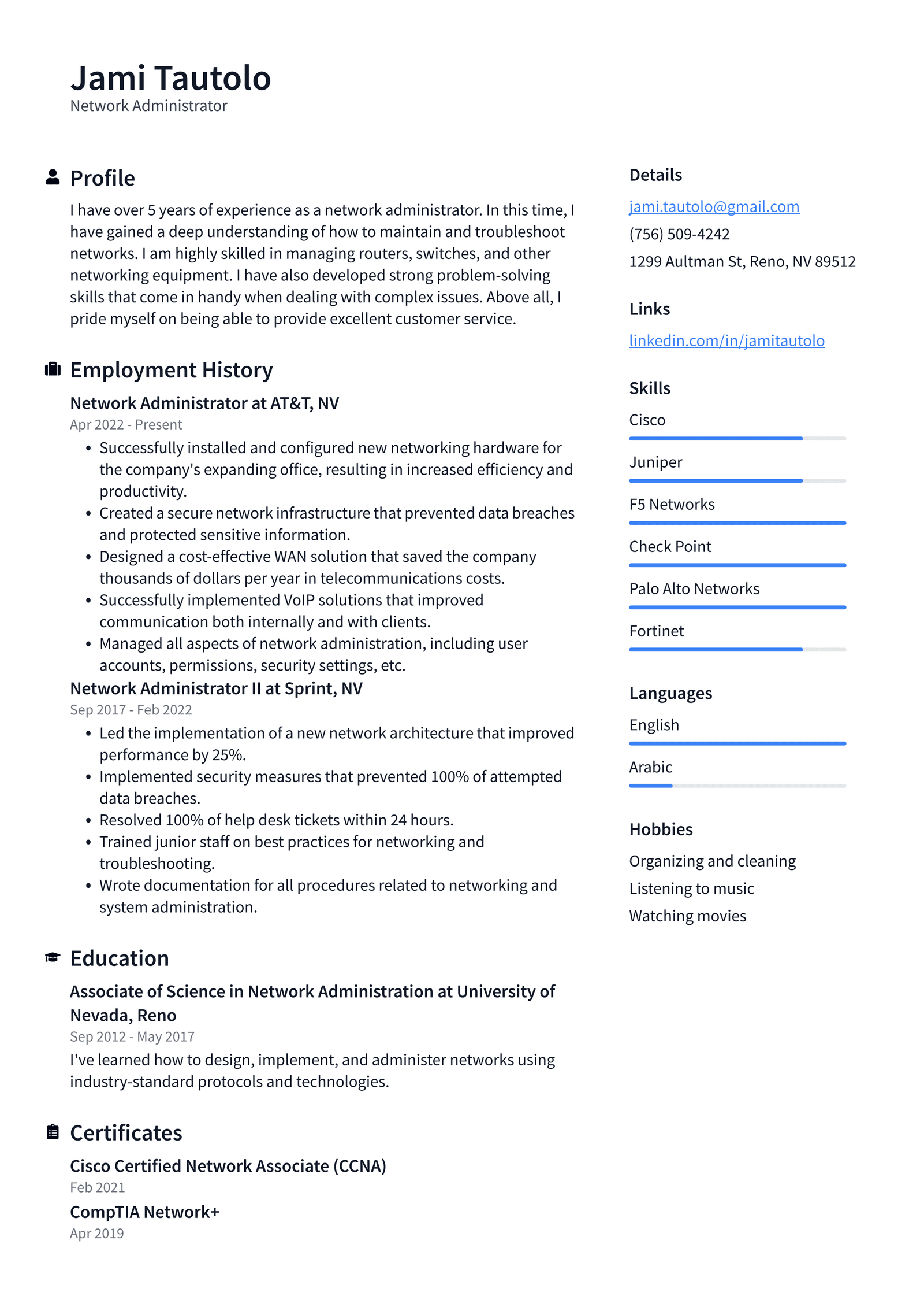 System Administrator Resume Example and Writing Guide