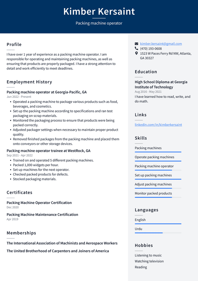 Order Filler Resume Example and Writing Guide ResumeLawyer
