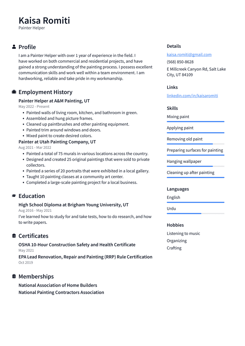 Painter Resume Example and Writing Guide - ResumeLawyer