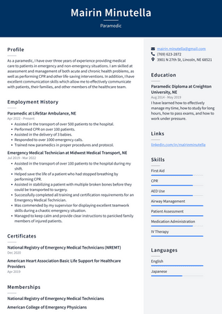 Doorman Resume Example and Writing - Paramedic Resume Example JSWJF 320w 