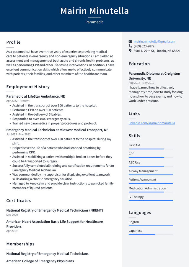 Doorman Resume Example and Writing - Paramedic Resume Example JSWJF 640w 