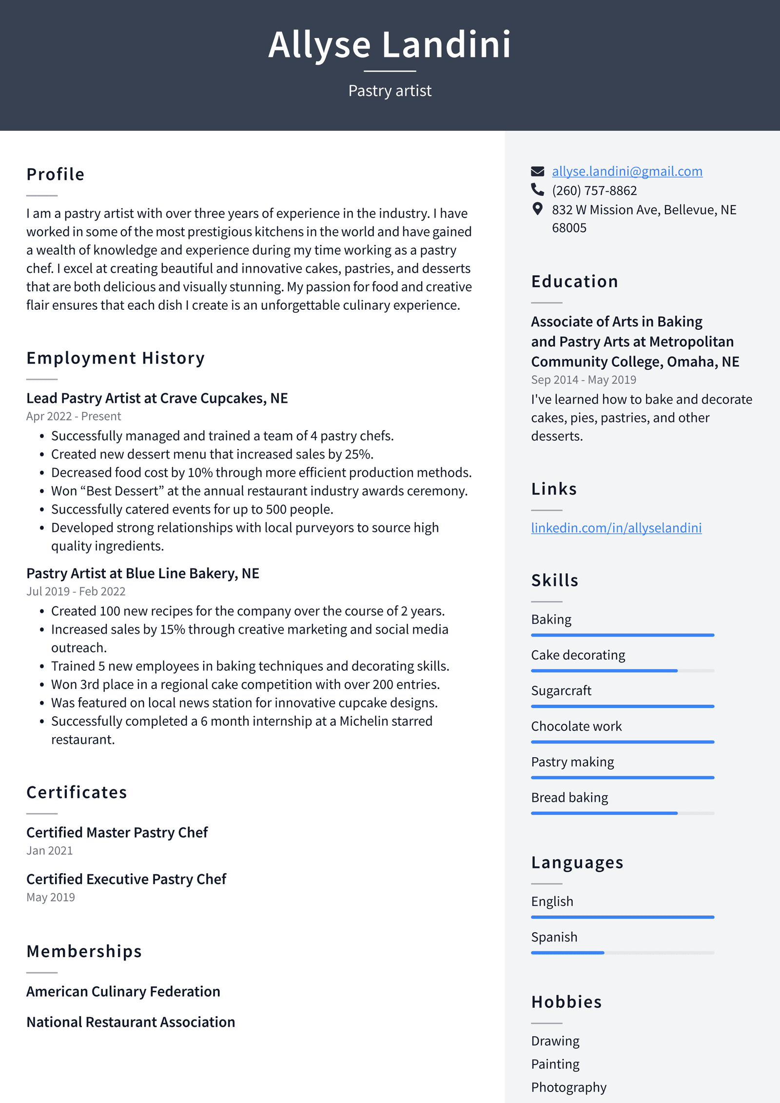 Pastry Chef Resume Example and Writing Guide - ResumeLawyer