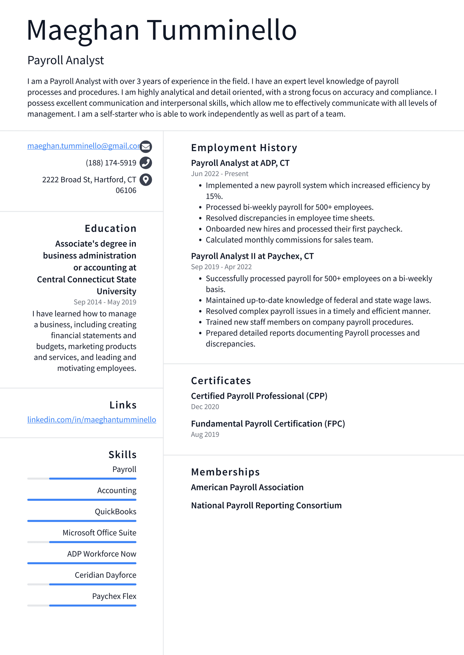 Payroll Manager Resume Example and Writing Guide - ResumeLawyer