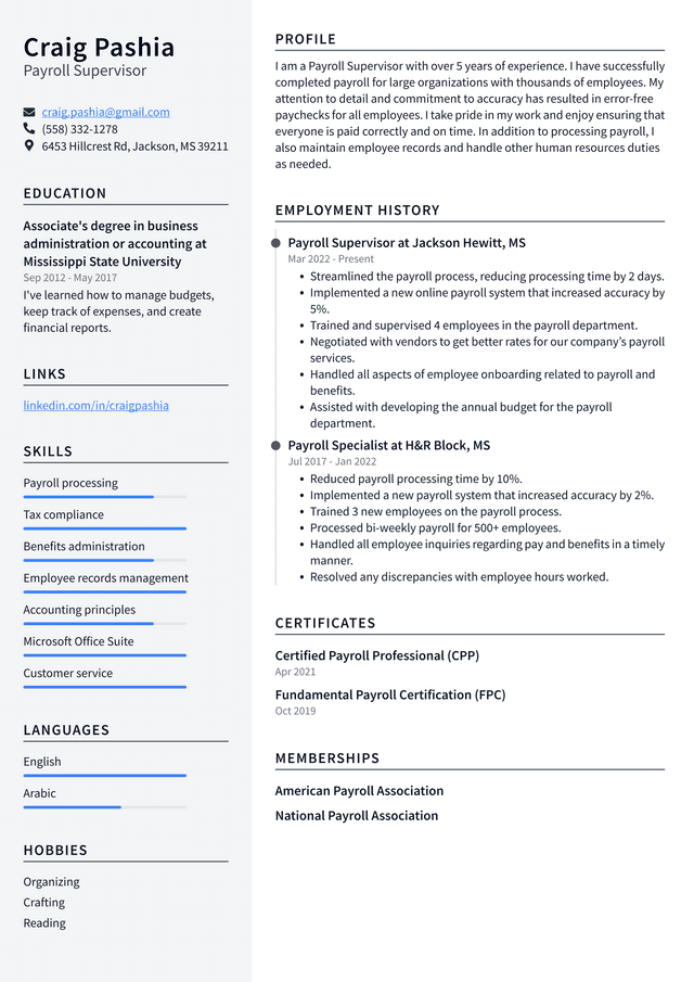 Payroll Manager Resume Example and Writing Guide - ResumeLawyer