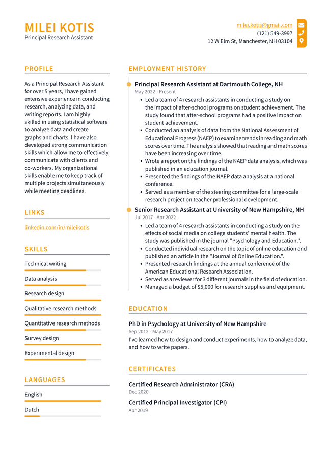 Research Assistant Resume Example - Principal Research Assistant Resume Example WaAFf 640w 