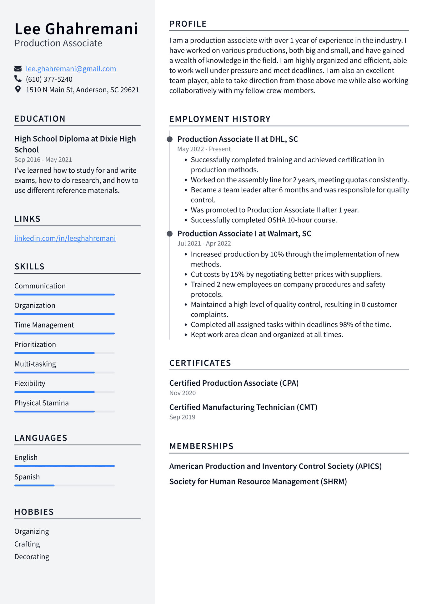 Production Worker Resume Example and Writing Guide - ResumeLawyer