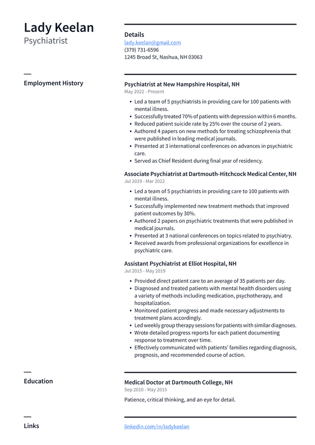 Psychologist Resume Example And Writing Guide Resumelawyer 8227