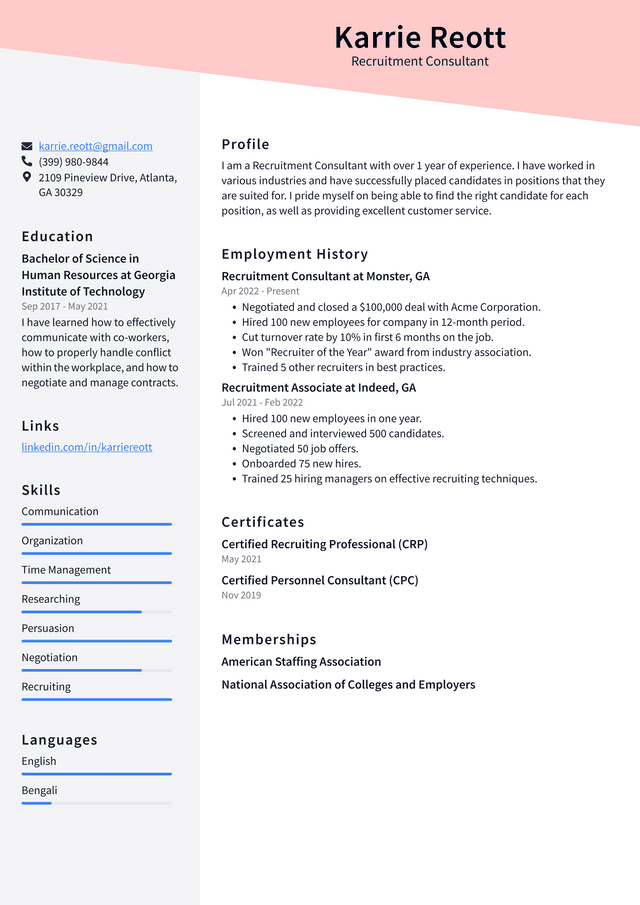 Consultant Resume Example and Writing Guide - ResumeLawyer