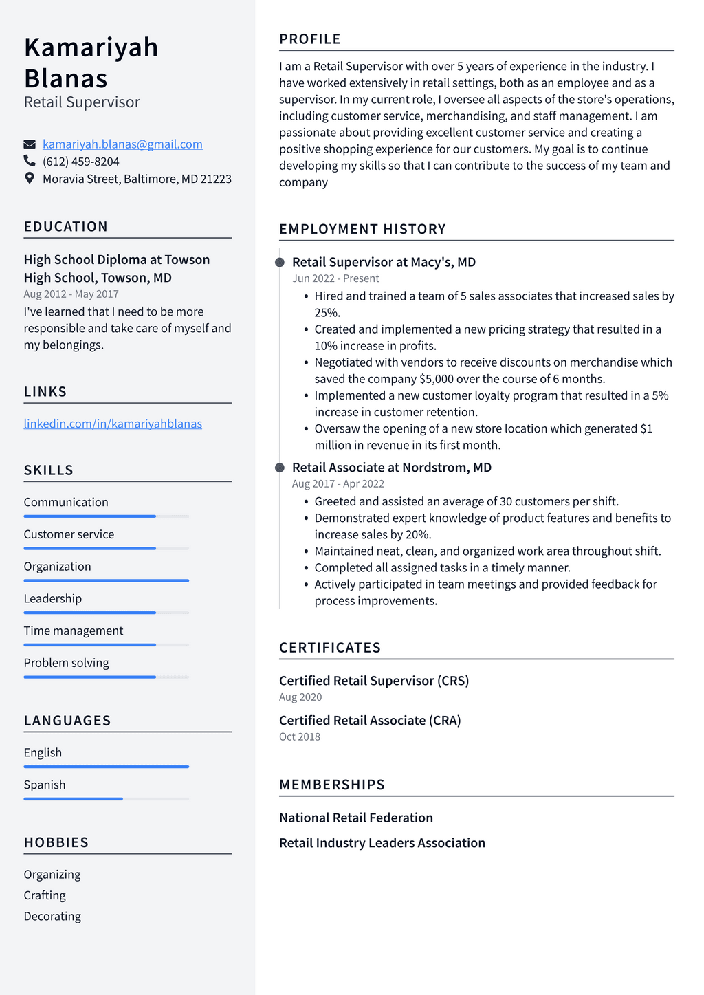 Retail Resume Example and Writing Guide - ResumeLawyer