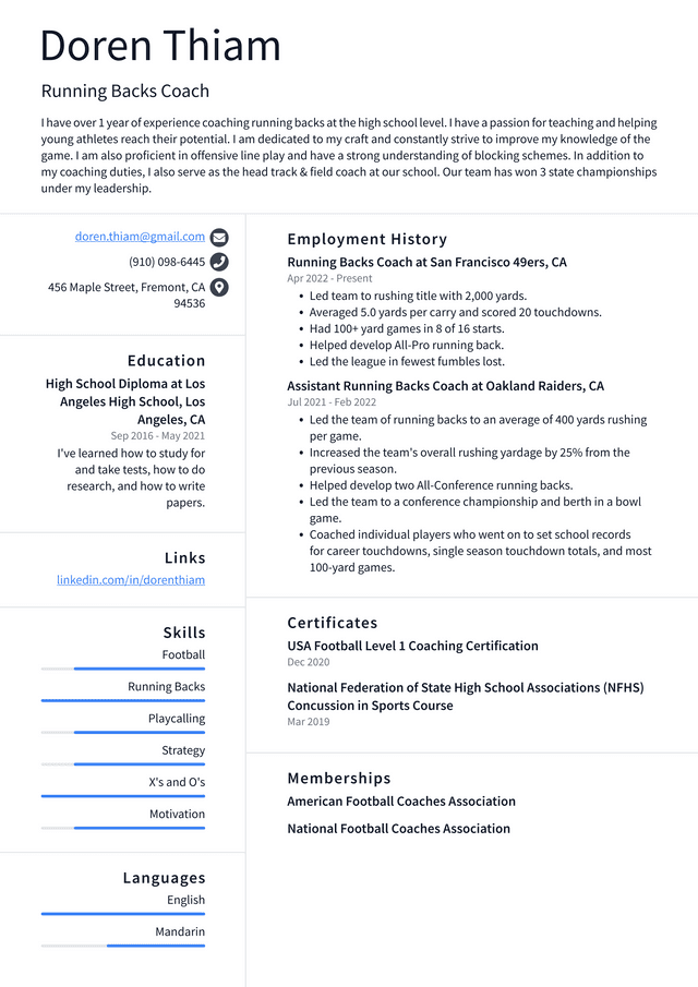 Football Coach Resume Example and - Running Backs Coach Resume Example SGyRi 640w 