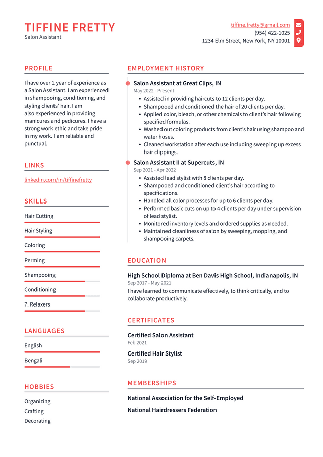 Salon Receptionist Resume Example and Writing Guide - ResumeLawyer