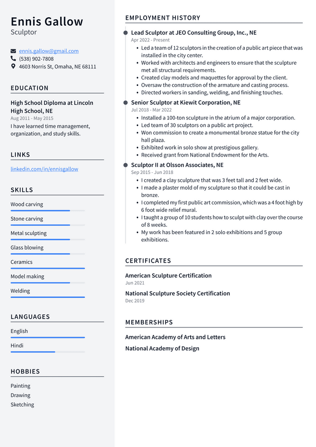 Art Therapist Resume Example and - Sculptor Resume Example Q1dOe 640w 