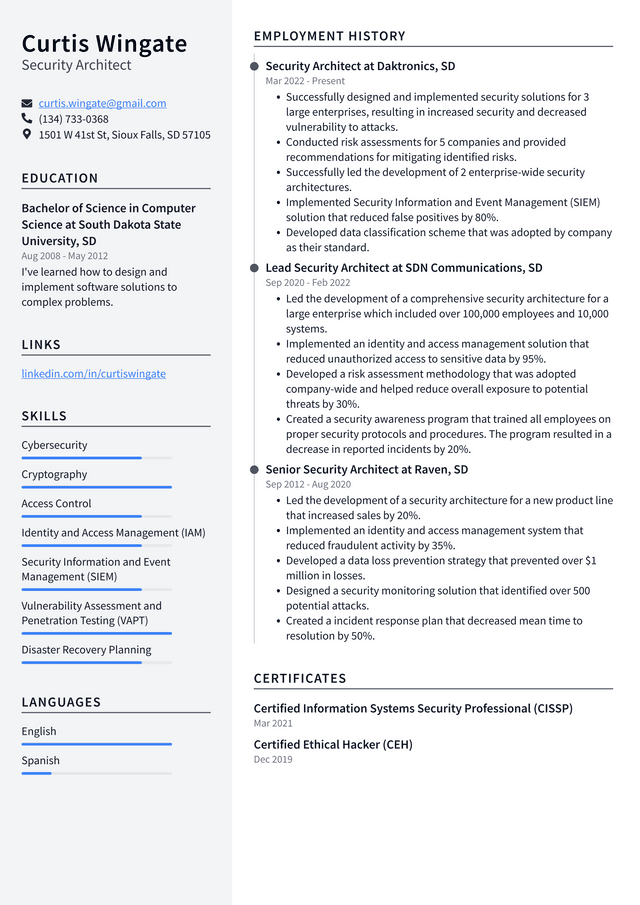 Cyber Security Resume Example and Writing Guide - ResumeLawyer