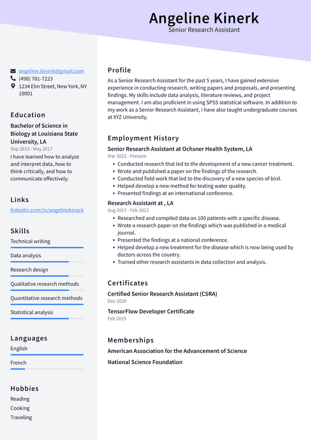 Research Assistant Resume Example and Writing Guide - ResumeLawyer