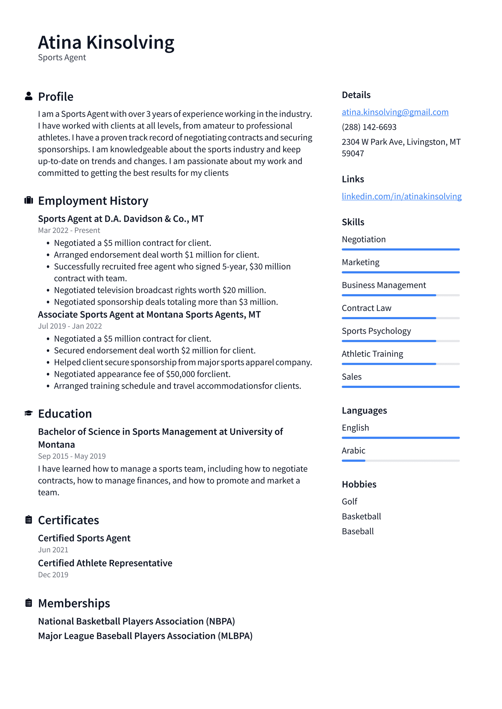 Sports Resume Example and Writing Guide ResumeLawyer