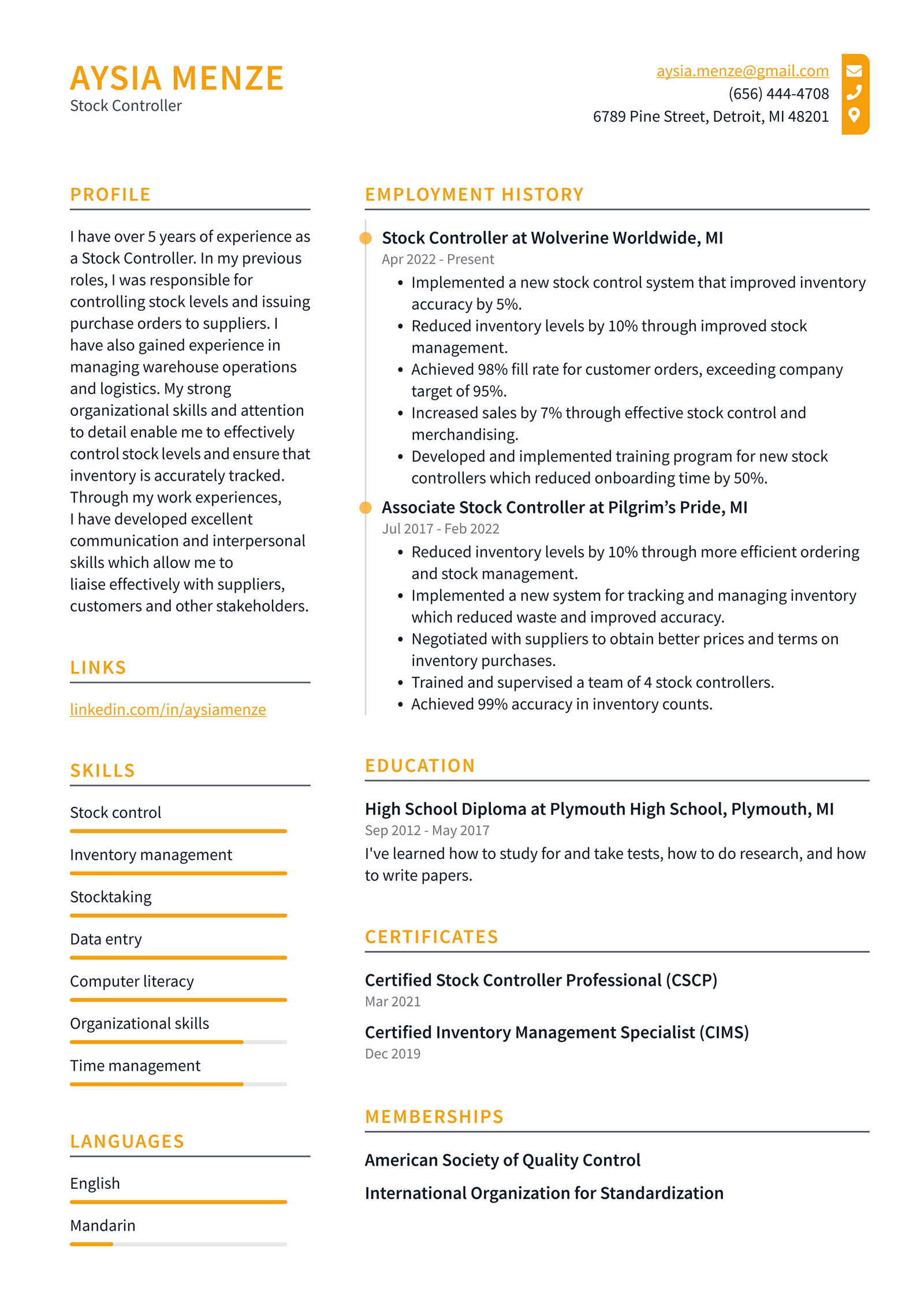 Stock Clerk Resume Example And Writing Guide - Resumelawyer