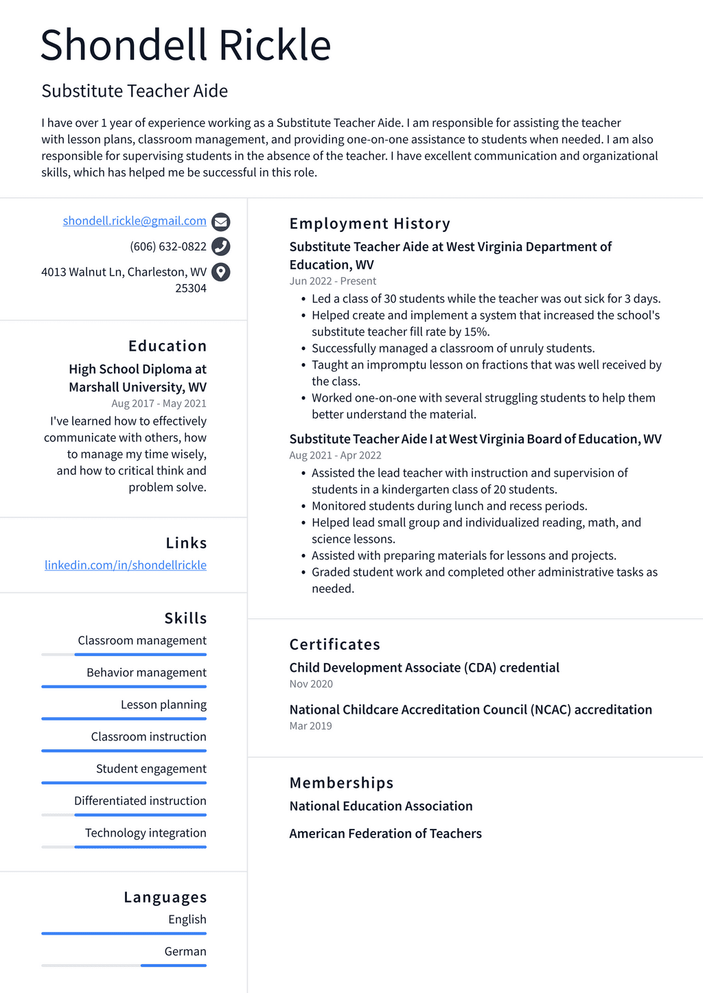 Substitute Teacher Resume Example And Writing Guide - Resumelawyer