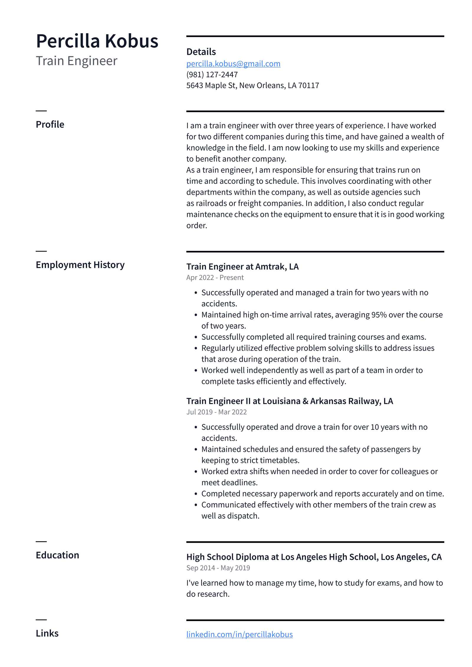 Train Operator Resume Example and Writing Guide ResumeLawyer