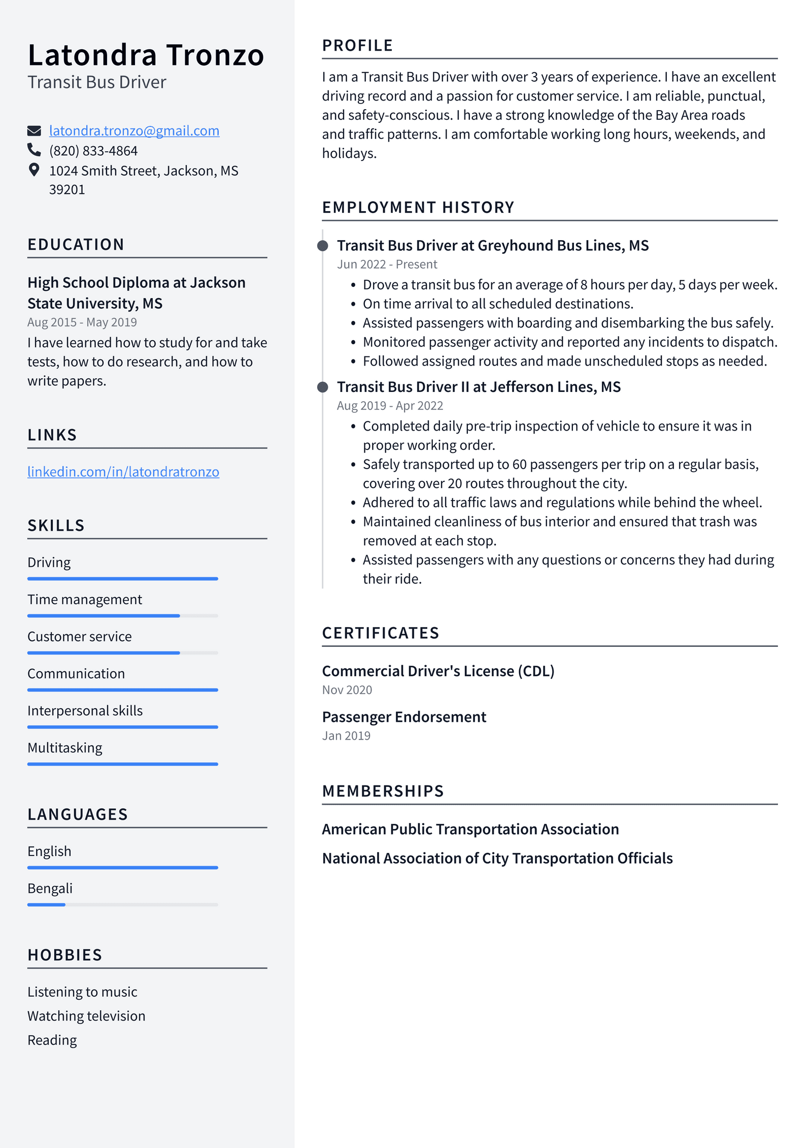 Bus Driver Resume Example and Writing Guide - ResumeLawyer