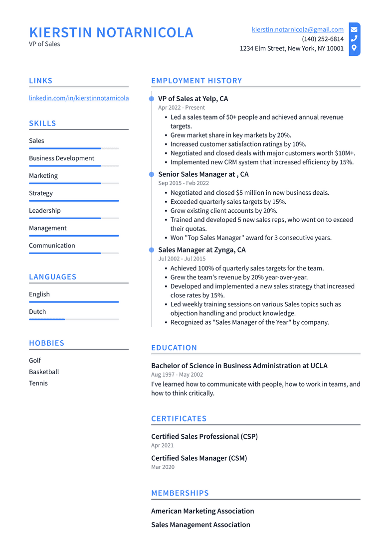 Sales Representative Resume Example and Writing Guide