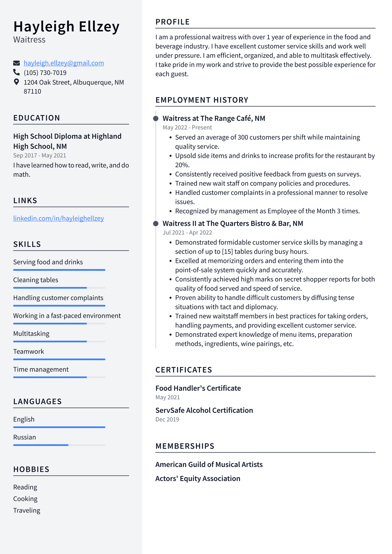 Hostess Resume Example And Writing Guide Resumelawyer