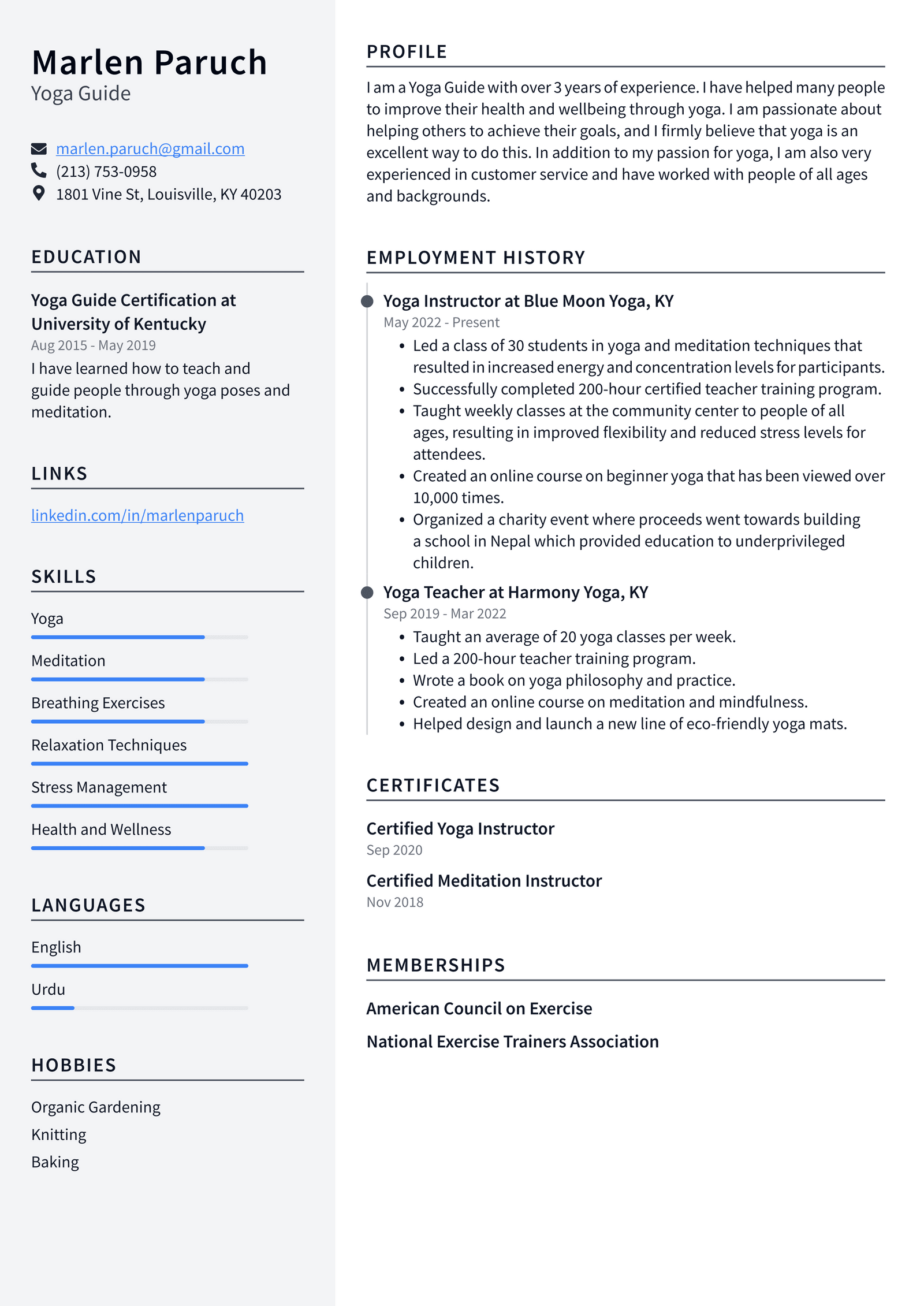 Yoga Instructor Resume Example and Writing Guide - ResumeLawyer